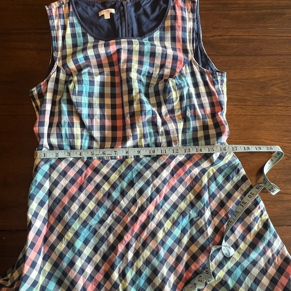 Talbots Checkered Pastel Gingham Sleeveless Penafore Retro 60's Dress, Size 12 - Picture 12 of 12